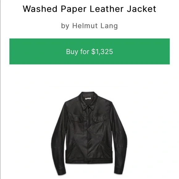 Helmut Lang New York Black Paper Leather Moto Jacket From Barney’s Large Coat